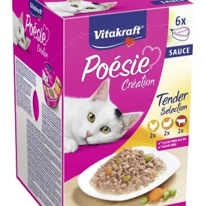 Vitakraft Poésie Création in Sauce Multipack 2 x mit Huhn & Gartengemüse, 2 x mit Rind & Karotte, 2 x mit Pute in Käsesauce 510g | DAS FUTTERHAUS