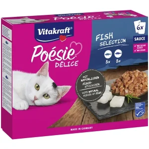 Vitakraft Poésie Délice Fish Selection in Sauce 3 x mit erlesenem Seelachs, 3 x mit delikatem Kabeljau 510g | DAS FUTTERHAUS