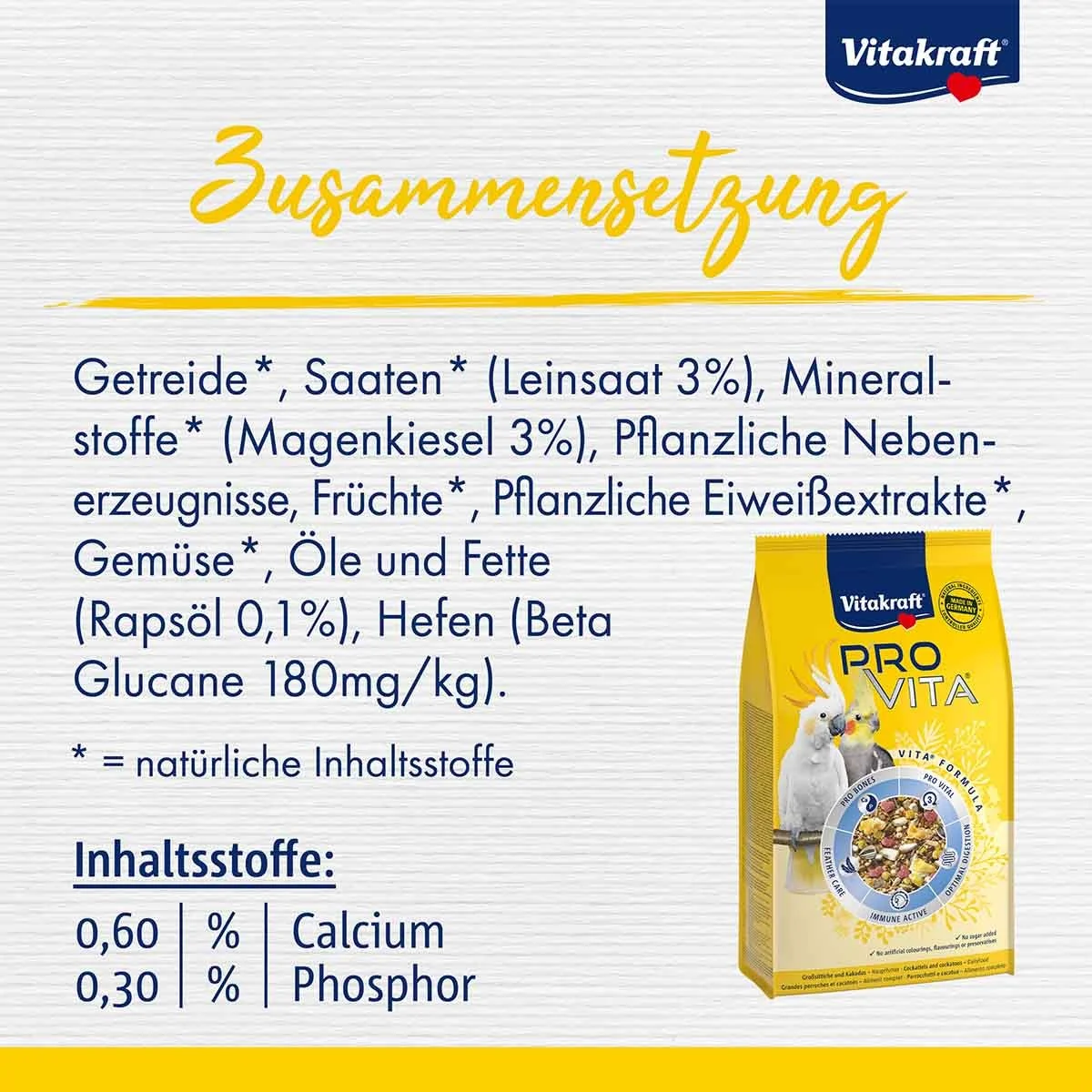 Vitakraft Vogelfutter Pro Vita Großsittich - 750g - Image 2