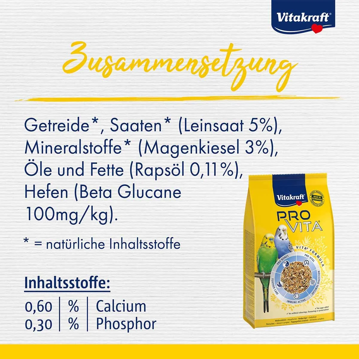 Vitakraft Vogelfutter Pro Vita Wellensittich - 800g - Image 2