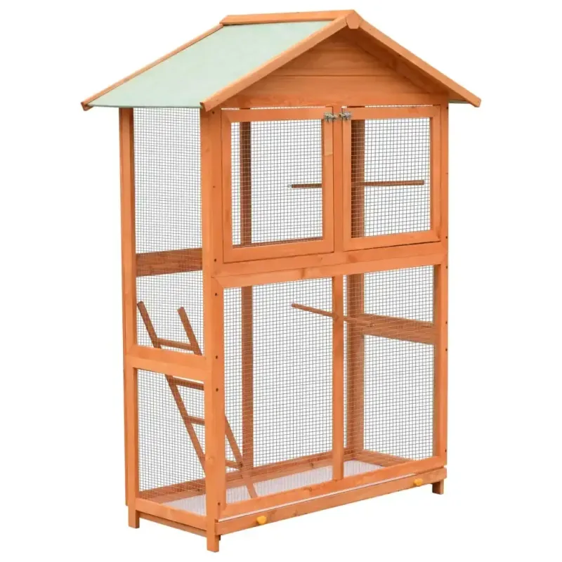 Vogelkäfig Kiefer Tannenholz Massiv 120 x 60 x 168 cm Vogelhaus Voliere mit CE-Zertifizierung - HaustierPro