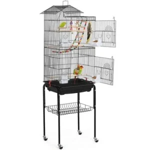 Vogelkäfig mit Ständer Vogelbauer Vogelvoliere Vogelhaus Papagei Käfig Weiß