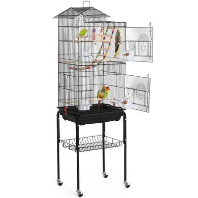 Vogelkäfig mit Ständer Vogelbauer Vogelvoliere Vogelhaus Papagei Käfig Weiß