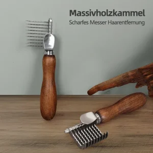 Walnussholz Entfilzungskamm für Hunde – Fellkamm und Grooming Werkzeug zur Knotenentfernung - HaustierPro