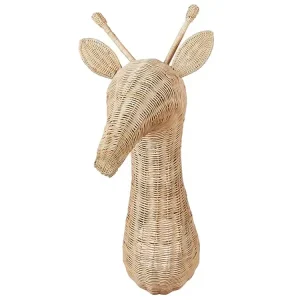 Wanddekoration Rattan naturfarben Tierkopf Giraffe 83 cm BANANEC - HaustierPro