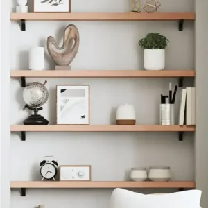 Wandregal Hellbraun 80x10x4 cm Massivholz Eiche Behandelt - HaustierPro
