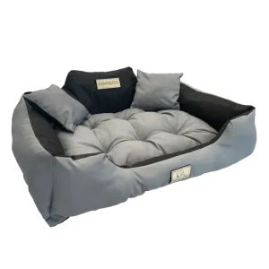 Waschbarer Bezug KingDog Hunde- und Katzenbett mit Zwei Kissen Hundekissen Hundekorb Haustierbett Waschbar Wasserdichtes PVC-Material (3XL 145x115cm, Dunkelgrau) - HaustierPro