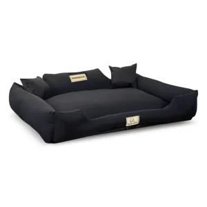 Waschbarer Bezug KingDog Rutschfestes Hundebett mit Reißverschluss aus Panama Stretch MM43 Tierbett Haustierbett Zerlegbar 115x95 cm Schwarz - HaustierPro
