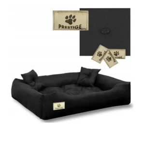 Wasserabweisend Hunde- und Katzenbett mit Kissen Codura Hundekissen Hundekorb Haustierbett Waschbar Wasserdichtes Material (Innenmaße: 60x50cm/ Außenmaße: 75x65cm) schwarz - HaustierPro