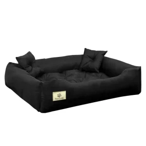 Wasserabweisend Prestige Hunde- und Katzenbett mit Kissen Codura Hundekissen Hundekorb Haustierbett Waschbar Wasserdichtes Material (Innenmaße: 130x100 / Außenmaße: 145x115cm, Schwarz) - HaustierPro