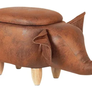Wasserabweisend Tierhocker mit Stauraum Lederoptik dunkelbraun Elefantenform ELEPHANT - HaustierPro