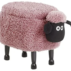 Weich & Saftig Tierhocker mit Stauraum Felloptik rosa Schafform SHEEP - HaustierPro