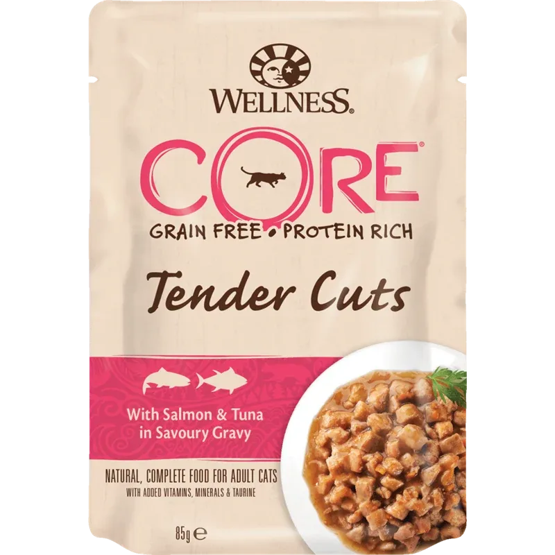 Wellness CORE Tender Cuts Lachs & Thunfisch in Sauce 85 g
