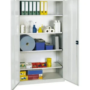 Werkzeug- u. Materialschrank Professionell 2000, mit 4 Fachböden, grau, B 1000 mm - HaustierPro