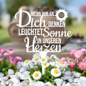 Wetterfeste Grabstecker "Wenn wir an Dich denken leuchtet die Sonne in unseren Herzen" - HaustierPro
