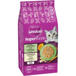 Whiskas 1+ Superfoods Gemischte Auswahl in Gelee 6 x 50 g Hühnerleber & Thunfisch