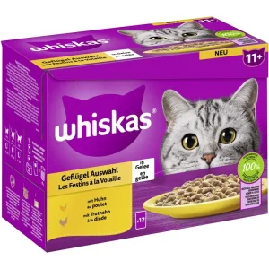 Whiskas Portionsbeutel Multipack 11+ Geflügel Auswahl in Gelee 12 x 85g