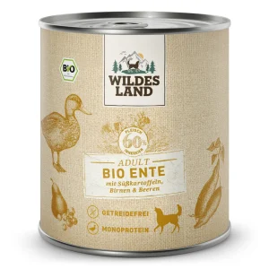 Wildes Land BIO Adult Ente mit S眉脽kartoffel & Birne Nassfutter 24 x 800 g