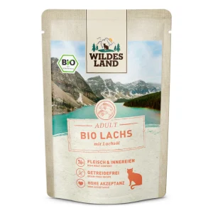Wildes Land BIO Adult Lachs mit Lachs枚l Nassfutter 24 x 85 g