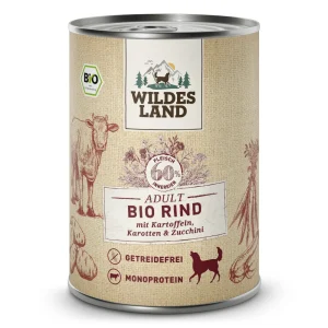 Wildes Land BIO Adult Rind mit Kartoffel & Karotte Nassfutter 6 x 400 g