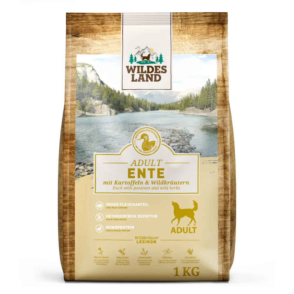Wildes Land Classic Adult Ente mit Kartoffel Trockenfutter 4 x 1 kg
