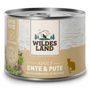 Wildes Land Classic Adult Ente und Pute mit Distel枚l Nassfutter 12 x 200 g