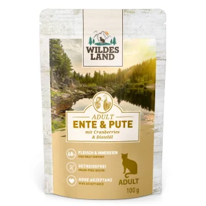 Wildes Land Classic Adult Ente und Pute mit Distel枚l Nassfutter 24 x 100 g