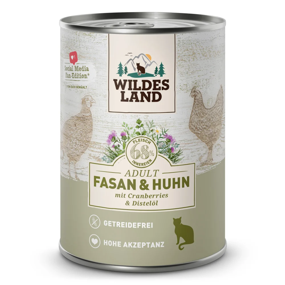 Wildes Land Classic Adult Fasan und Huhn Nassfutter 30 x 400 g
