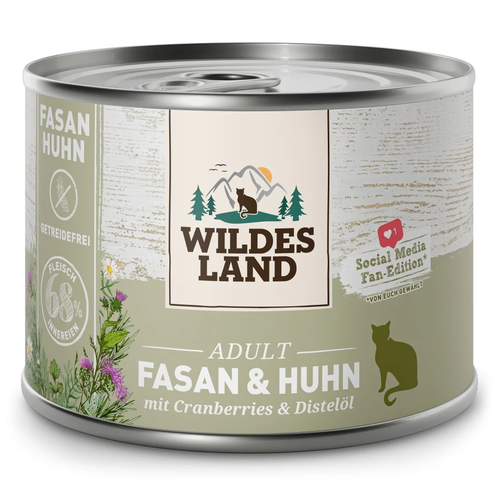 Wildes Land Classic Adult Fasan und Huhn Nassfutter 24 x 200 g
