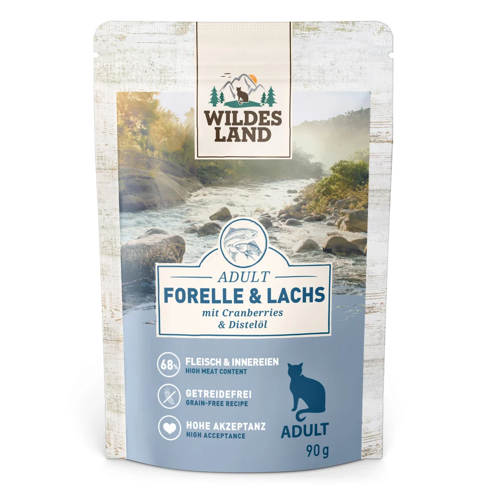 Wildes Land Classic Adult Forelle und Lachs Nassfutter 24 x 90 g
