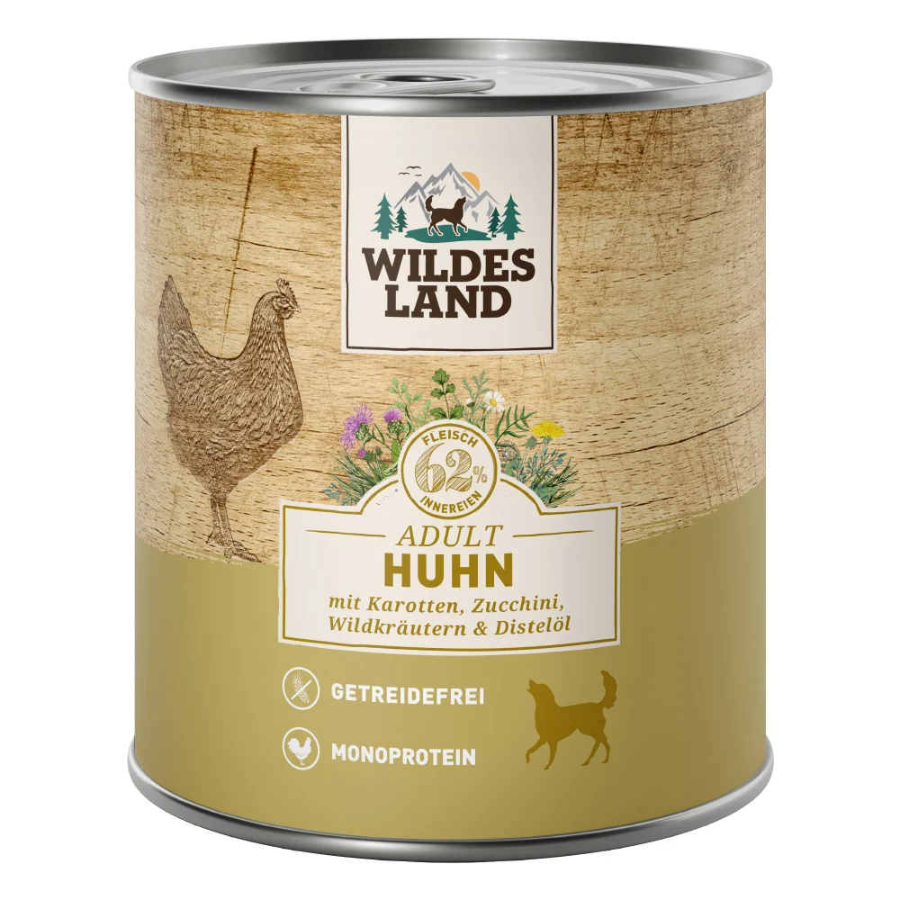 Wildes Land Classic Adult Huhn mit Karotte Nassfutter 6 x 800 g