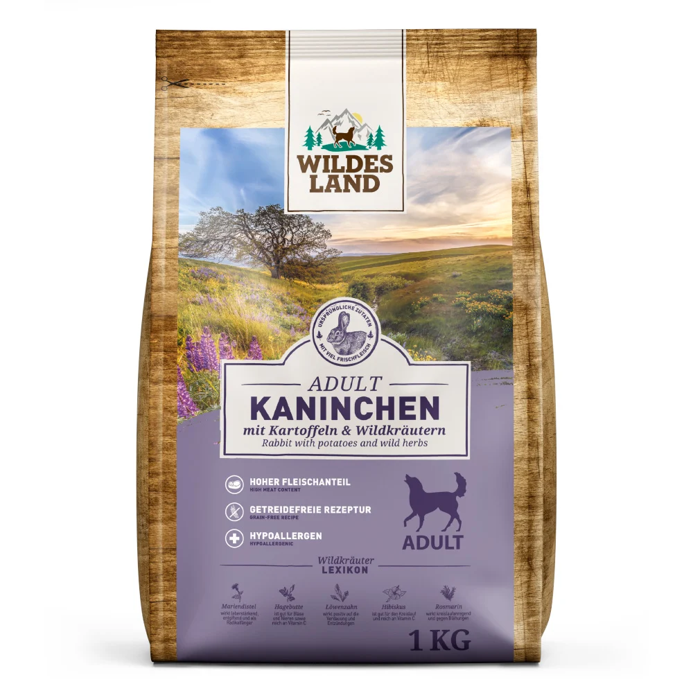 Wildes Land Classic Adult Kaninchen mit Kartoffel Trockenfutter 1 kg