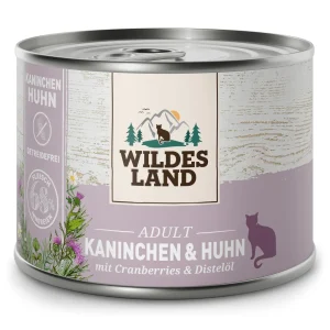 Wildes Land Classic Adult Kaninchen und Huhn mit Distel枚l Nassfutter 24 x 200 g