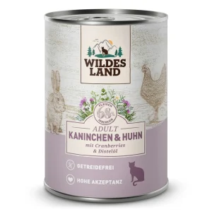 Wildes Land Classic Adult Kaninchen und Huhn mit Distel枚l Nassfutter 24 x 400 g