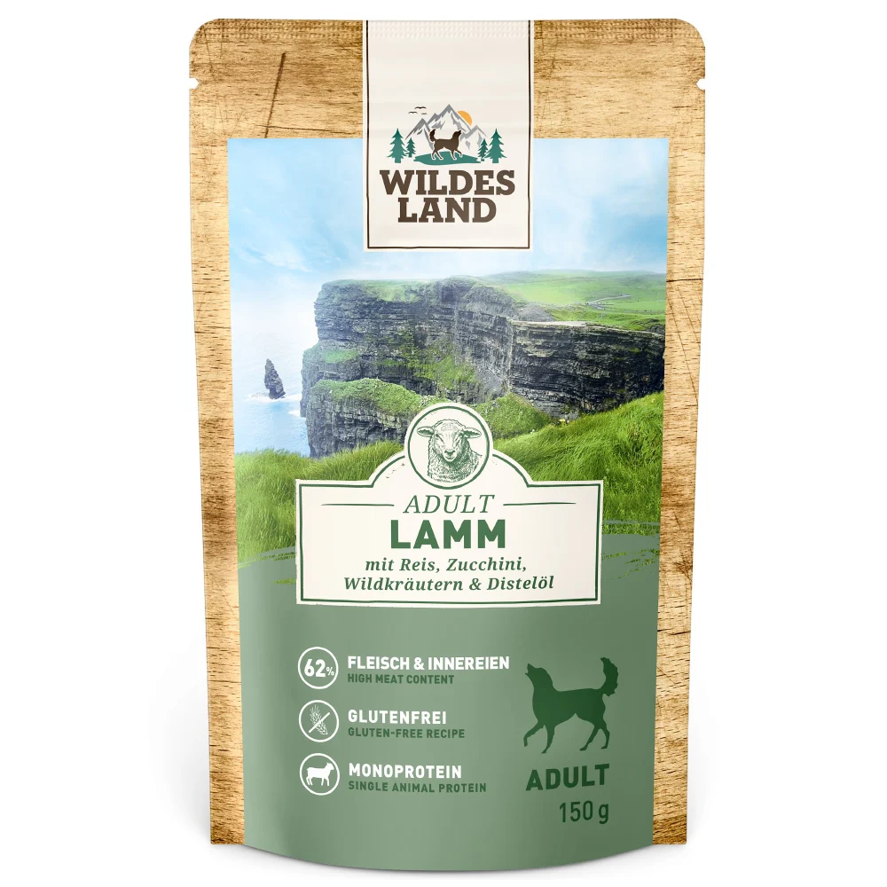 Wildes Land Classic Adult Lamm mit Reis Nassfutter 32 x 150 g