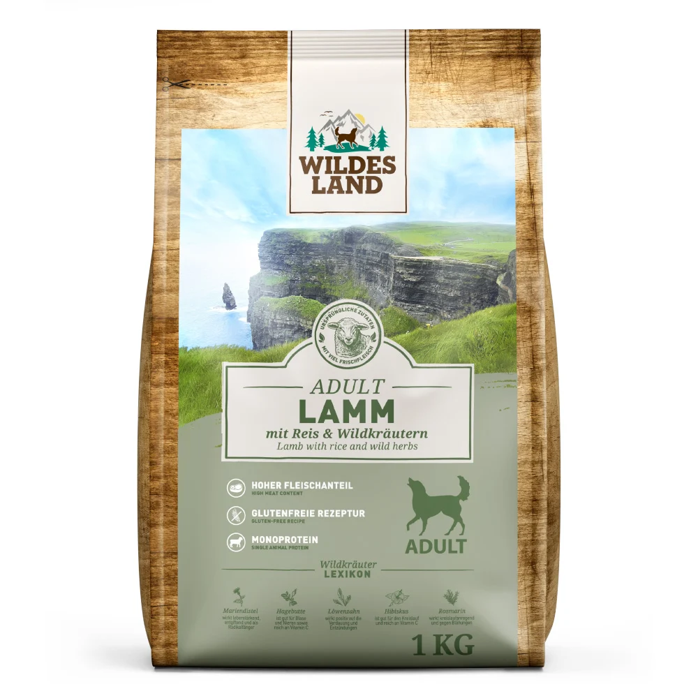 Wildes Land Classic Adult Lamm mit Reis und Wildkr盲utern Trockenfutter 4 x 1 kg