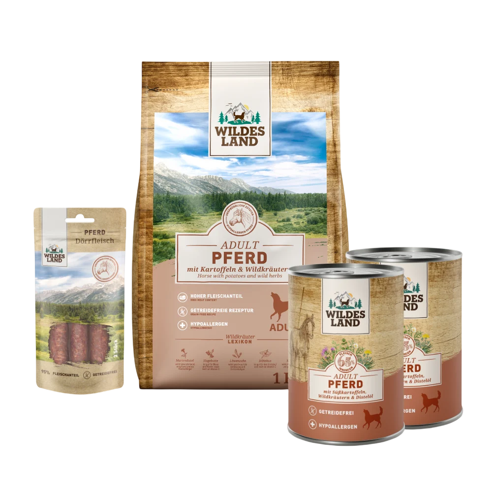Wildes Land Classic Adult Pferd Hypoallergen Probierpaket Trockenfutter 1 Paket