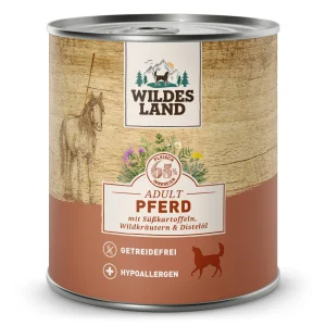 Wildes Land Classic Adult Pferd mit S眉脽kartoffel Nassfutter 12 x 800 g