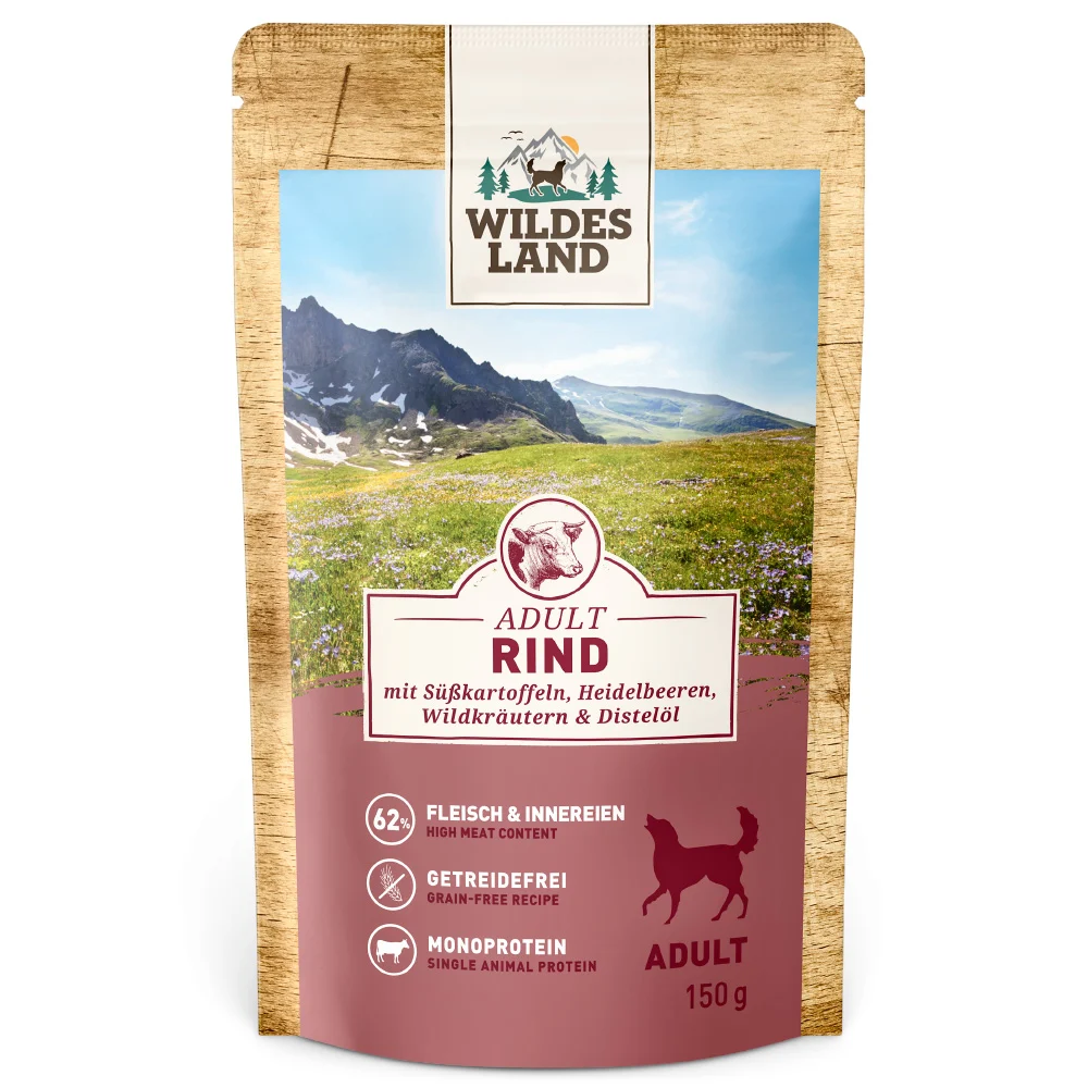 Wildes Land Classic Adult Rind mit S眉脽kartoffel Nassfutter 32 x 150 g