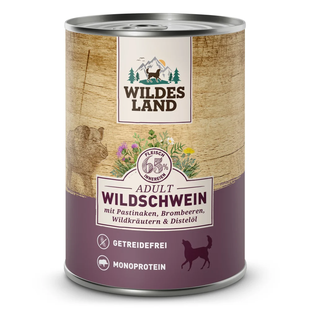 Wildes Land Classic Adult Wildschwein mit Pastinake Nassfutter 6 x 400 g