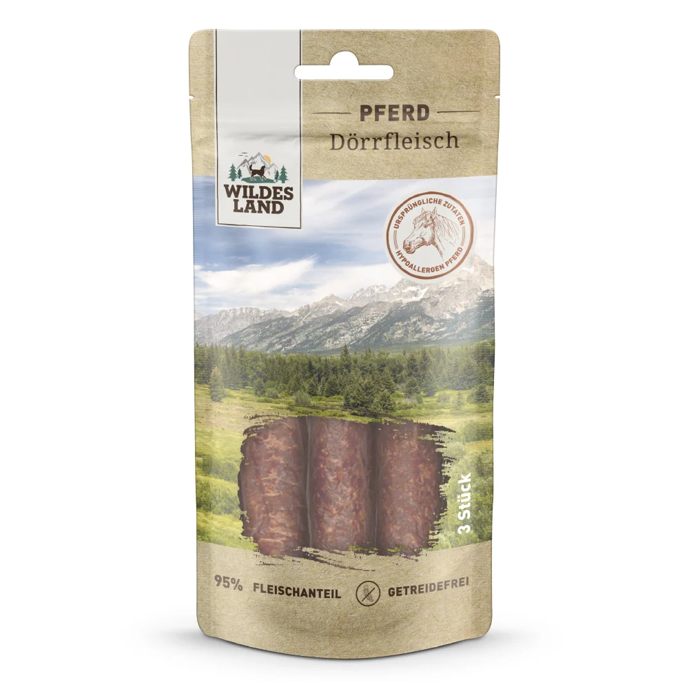 Wildes Land D枚rrfleisch Pferd Snack 3 St眉ck