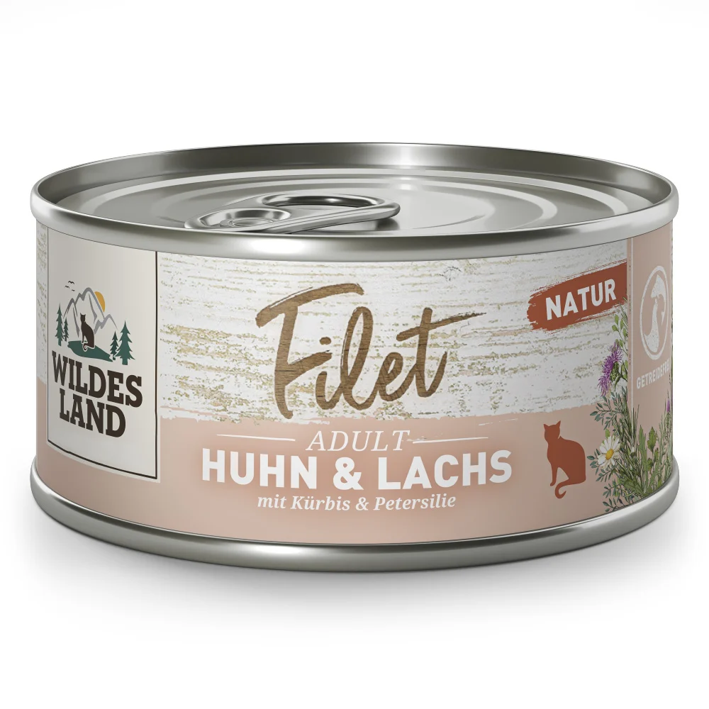 Wildes Land Filet Huhn & Lachs Nassfutter 48 x 80 g
