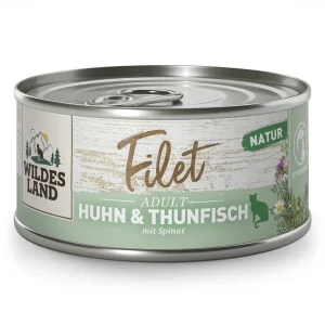 Wildes Land Filet Huhn & Thunfisch mit Spinat Nassfutter 12 x 80 g