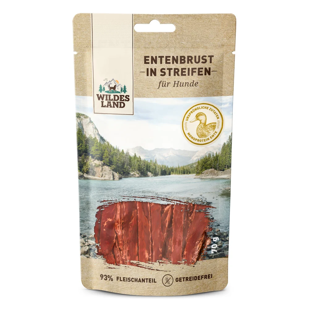 Wildes Land Fleischsnacks Entenbrust in Streifen Snack 70 g