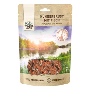 Wildes Land Fleischsnacks H眉hnerbrust mit Fisch Snack 200 g