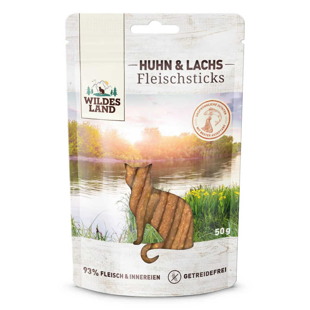 Wildes Land Fleischsticks Huhn & Lachs Snack 9 x 50 g