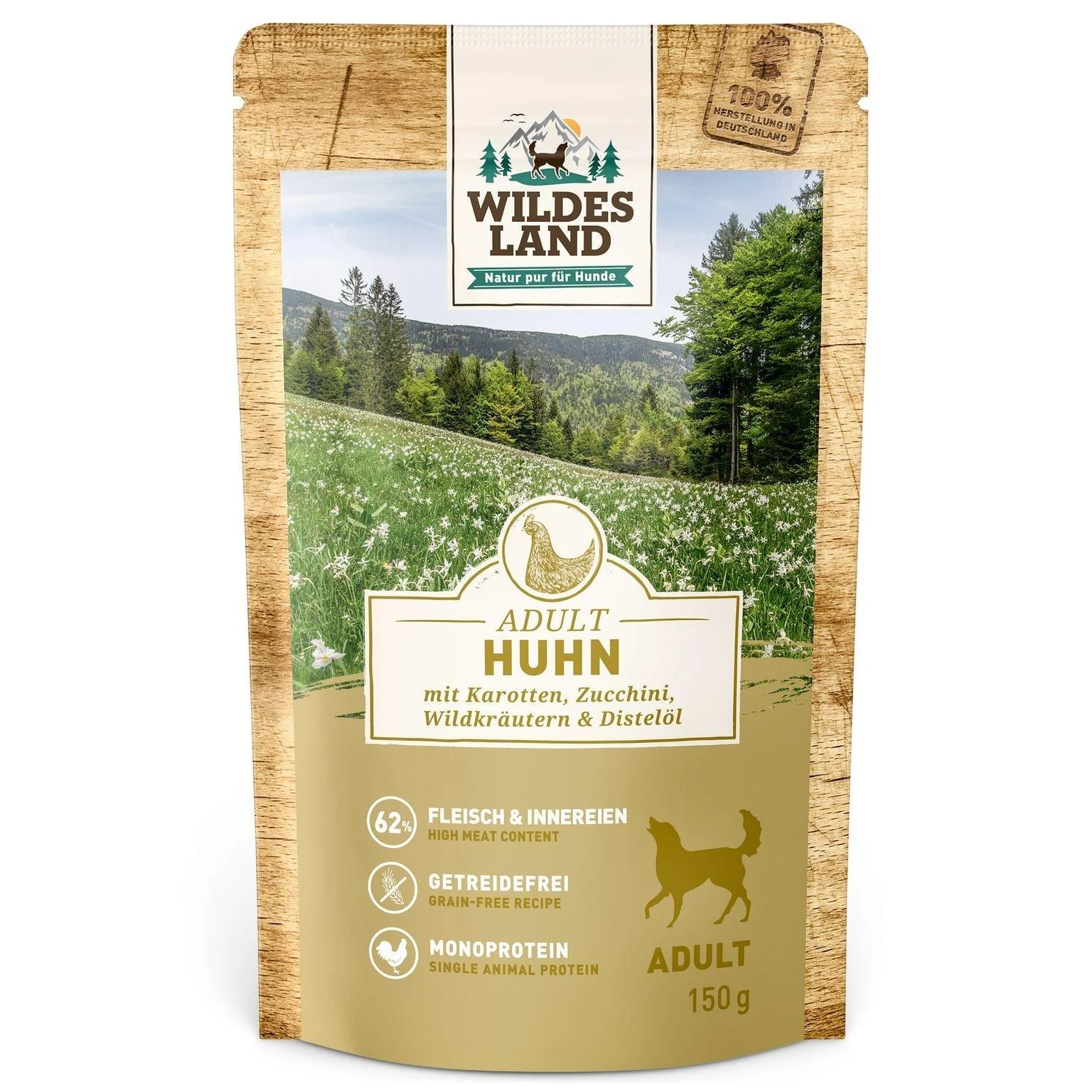 Wildes Land Hund Huhn mit Karotte, Zucchini, Wildkräutern und Distelöl - Image 2