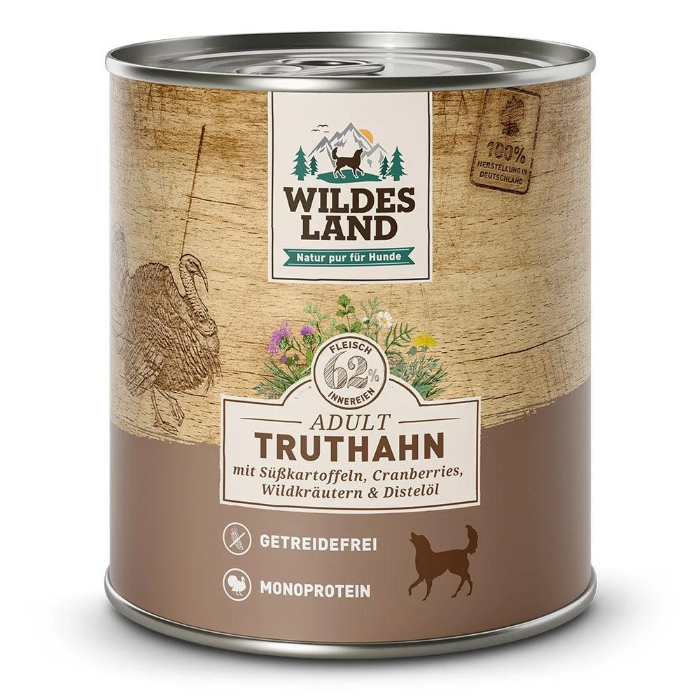 Wildes Land Hund Truthahn mit Süßkartoffel, Cranberries, Wildkräutern und Distelöl - Image 2