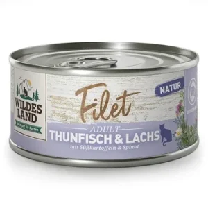 Wildes Land Katze Filet Thunfisch & Lachs mit Süßkartoffeln & Spinat