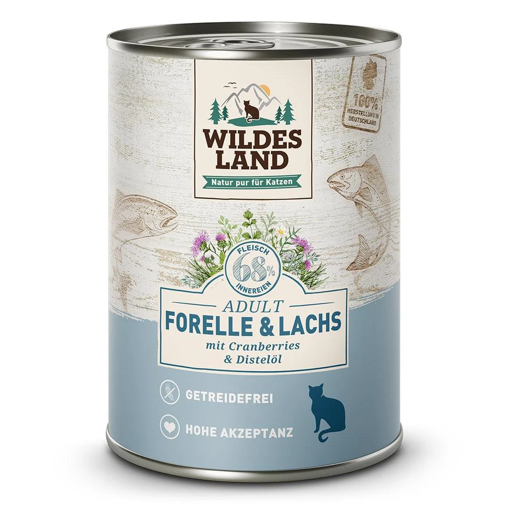 Wildes Land Katze Forelle und Lachs
